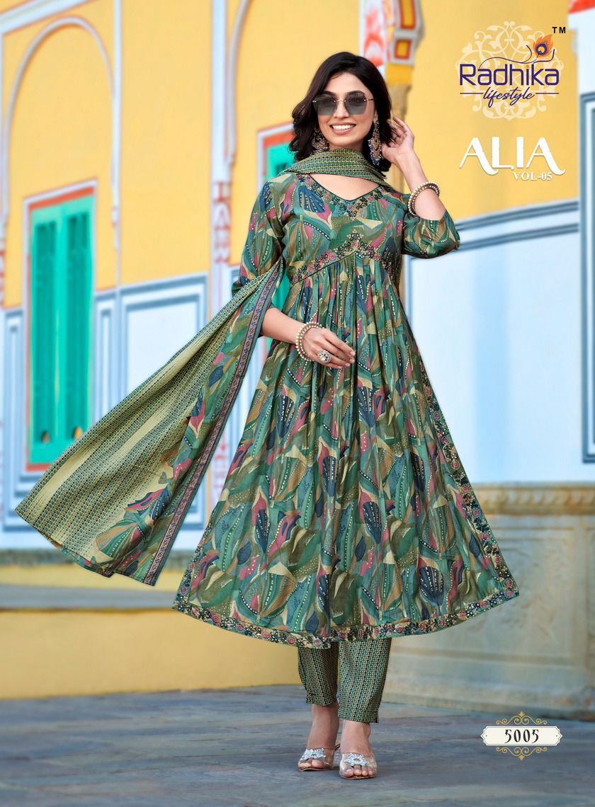 Alia Vol 5 By Radhika Alia Cut Kurti With Bottom Dupatta Catalog